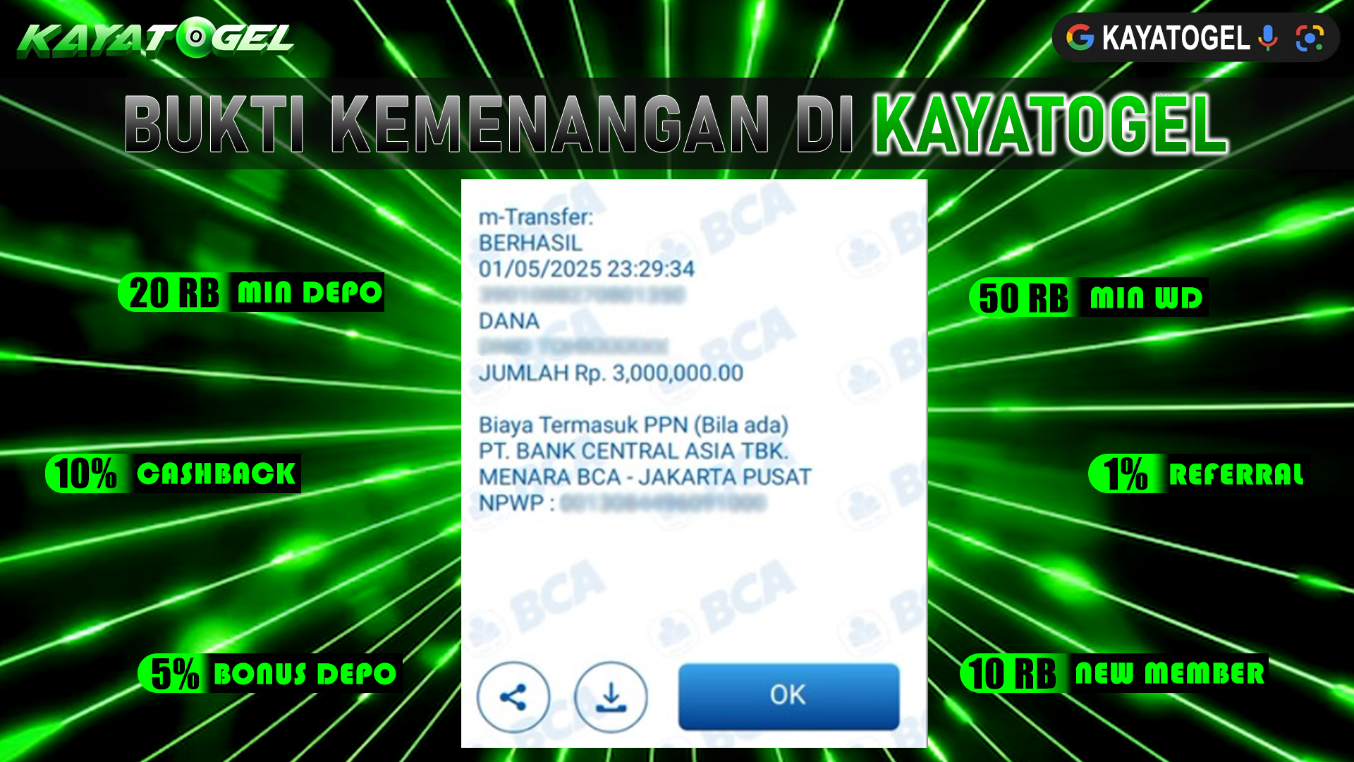 KAYATOGEL JACKPOT TOGEL PASARAN HONGKONG Rp.3.000.000.,- LUNAS